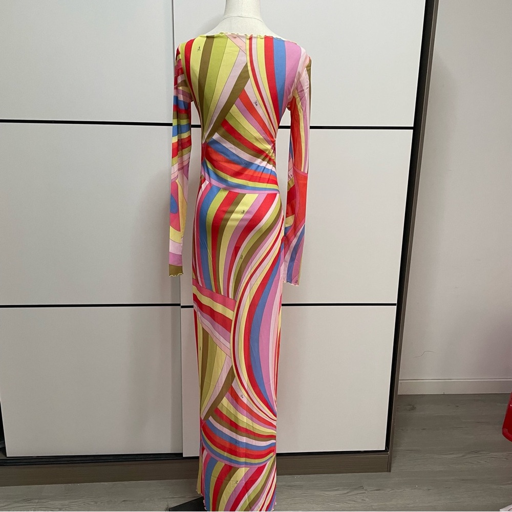 Emilio Pucci Multicolor Spiral Long-Sleeve Maxi Dress - Picture 4 of 9
